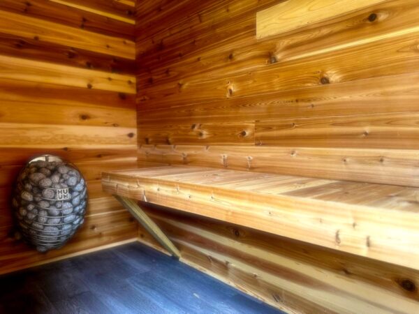 Cedar sauna at Clove Creek Cabin in Lanesville