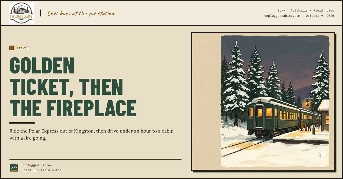 Golden ticket, then the fireplace — The Polar Express in Kingston, NY: A Holiday Cabin Weekend Plan